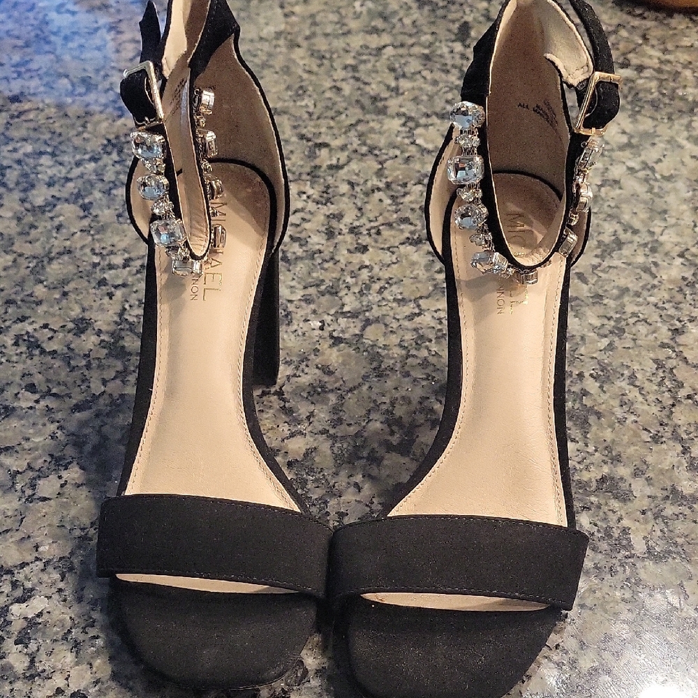 Michael Shannon Black Heels with Crystal Accents